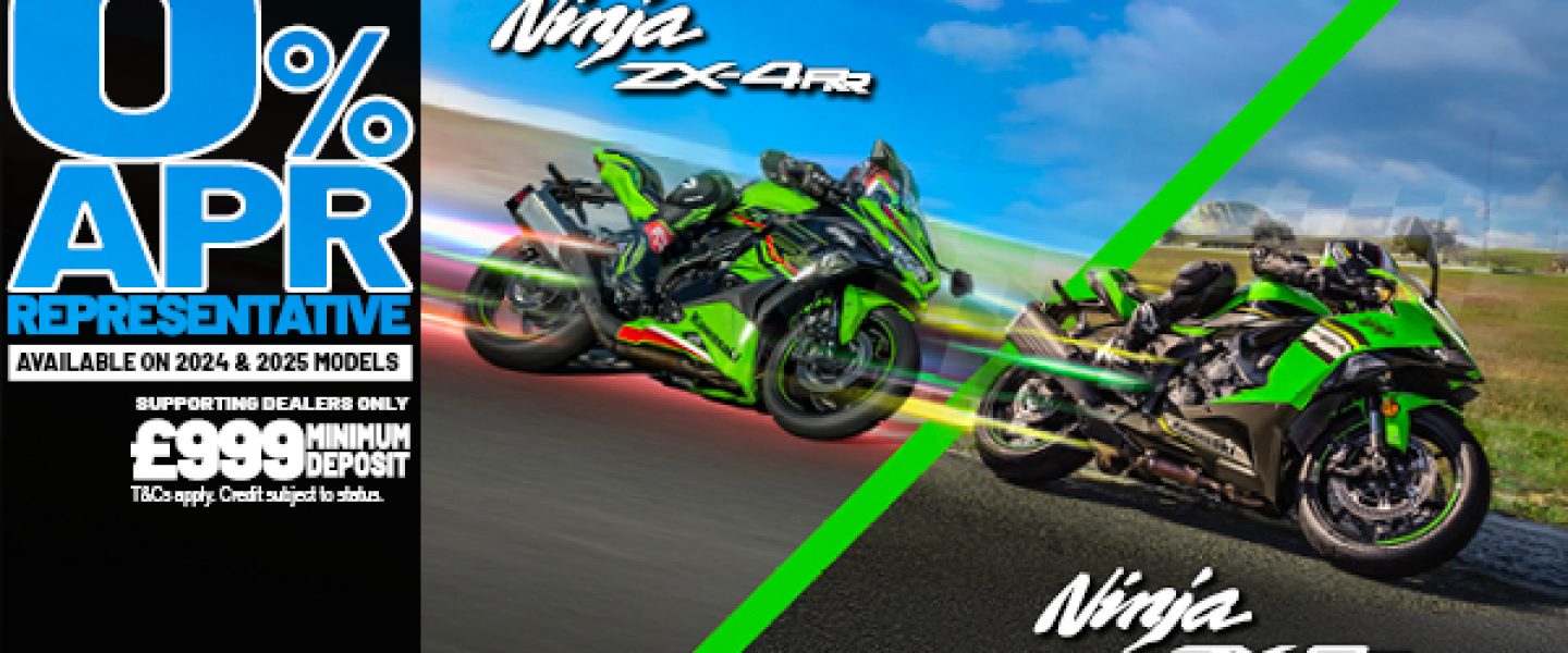 Ninja ZX-4RR and Ninja ZX-6R now available with 0% HP and 3.9% PCP APR Representative Ninja ZX-4RR and Ninja ZX-6R now available with 0% HP and 3.9% PCP APR Representative